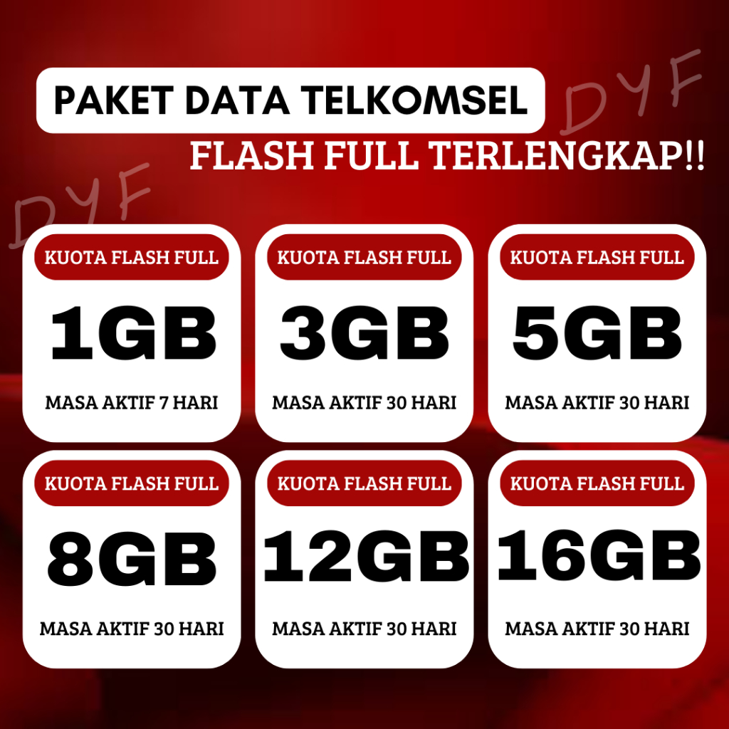 PAKET DATA TELKOMSEL FLASH FULL KUOTA UTAMA 24 JAM