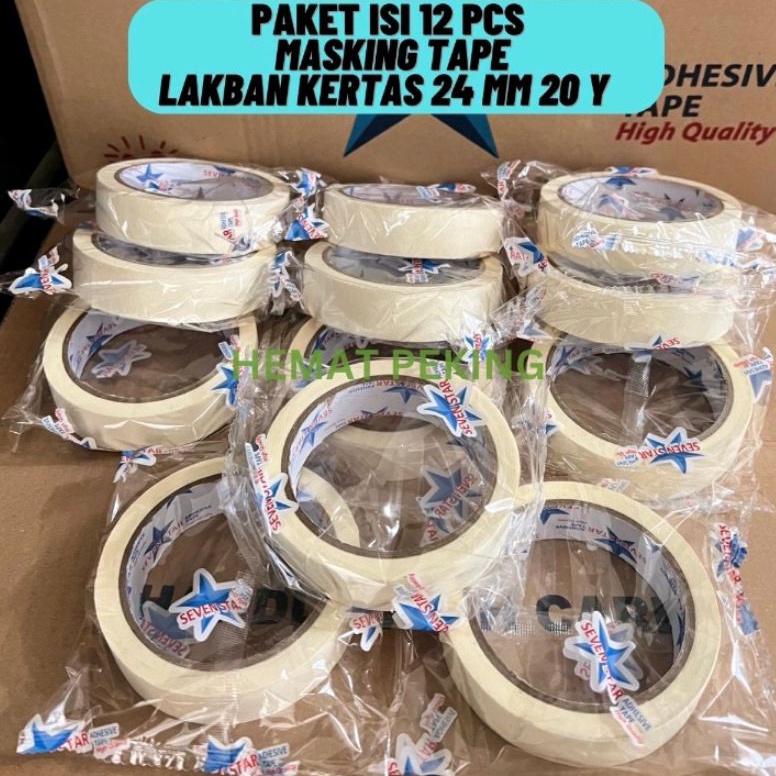 

Lakban Kertas Masking tape 24 mm 2 y PAKET ISI 12 pcs