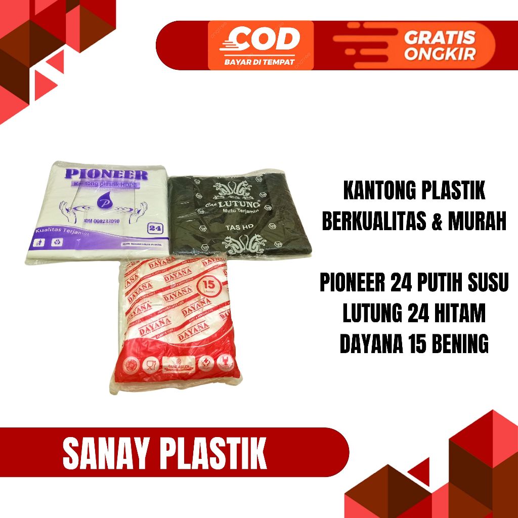 KANTONG PLASTIK KRESEK MURAH PIONEER PUTIH SUSU LUTUNG HITAM 24 DAYANA BENING 15