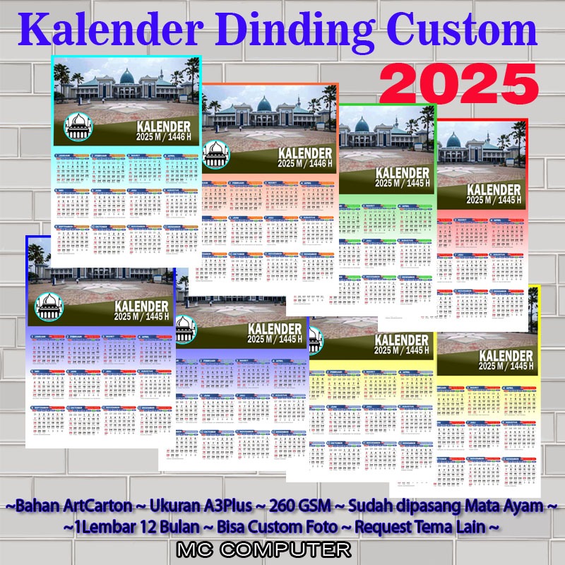 

Kalender Custom Foto 2025 Kalender Dinding 2025 plus gantungan eyelet Mesjid