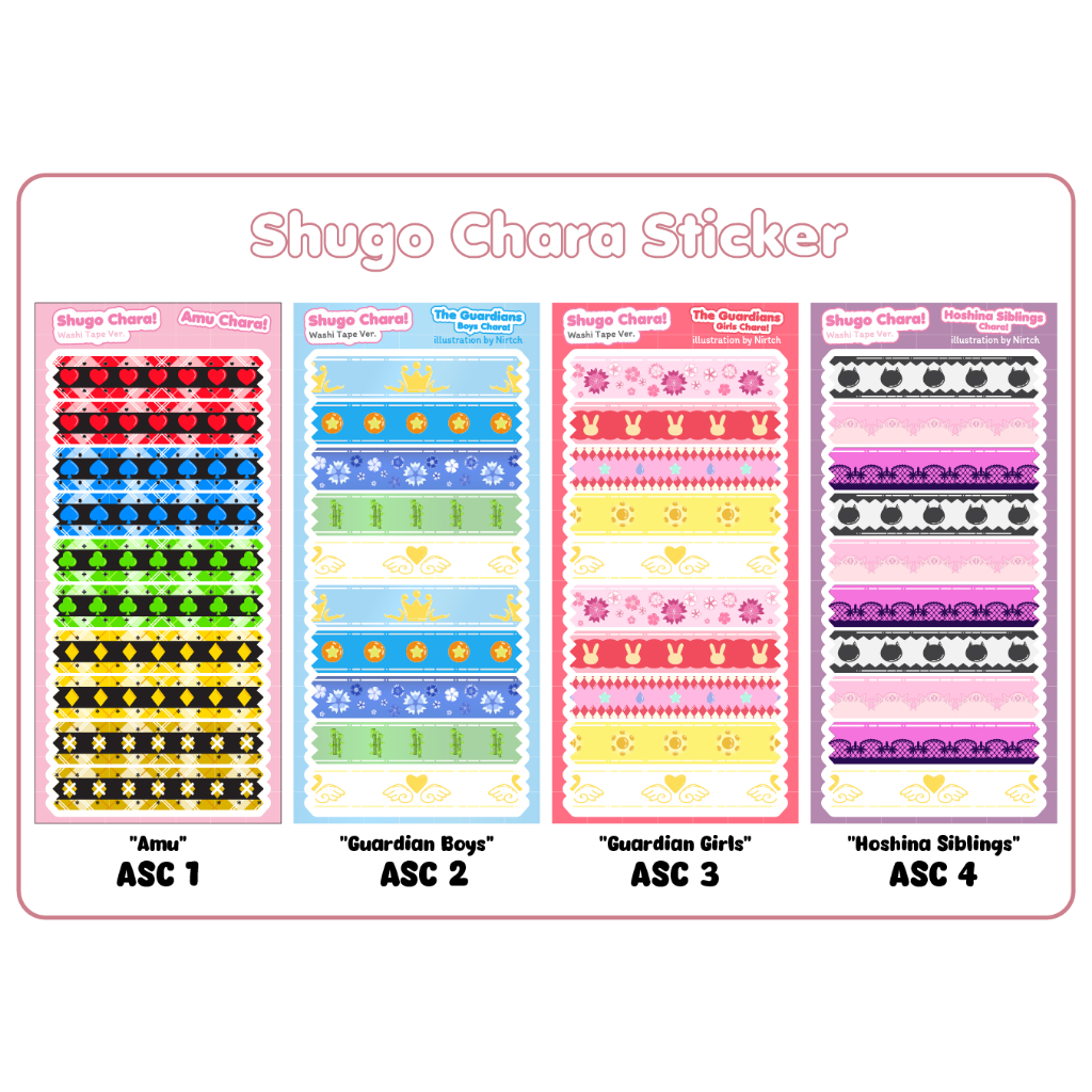 

Shugo Chara Fan Art Sticker Sheet Deco Washi Tape - Amu Chara