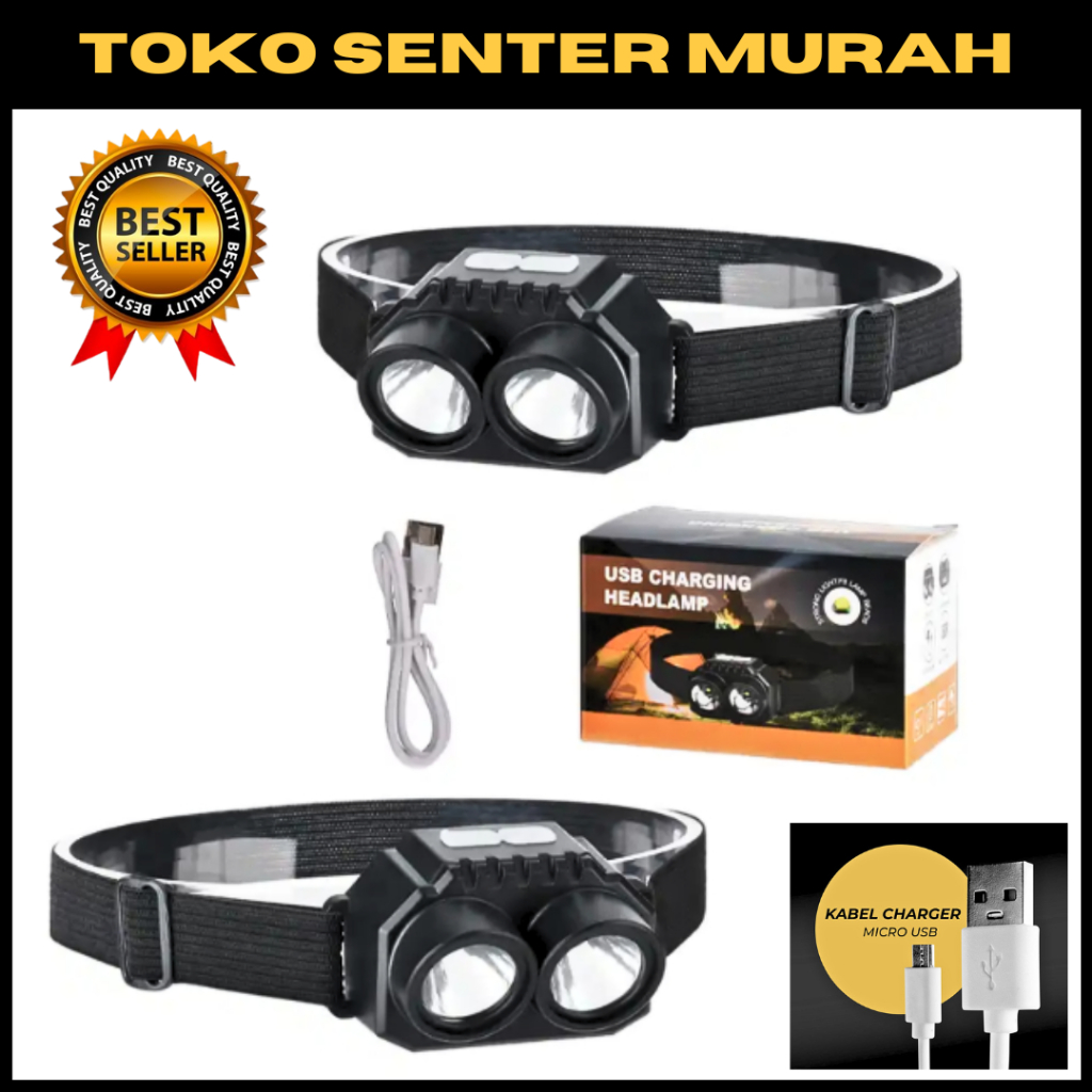 Senter kepala RTL Senter Kepala Super Terang Usb Led Senter Tempel Kepala Lampu Led Cerdas Terlaris