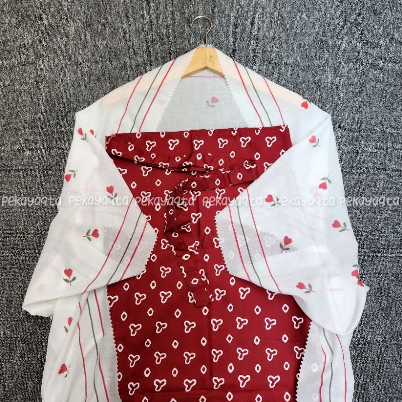 JELITA SET , One Set Outer Scarf Motif dan Rok Wrap Motif Jumputan , One Set Wanita