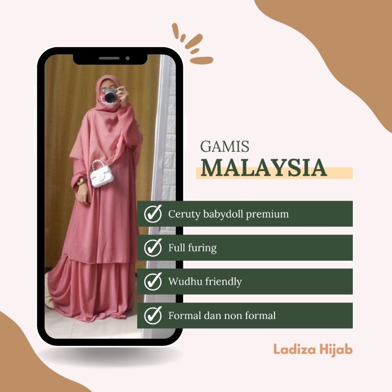Gamis Malaysia Anggun mewah Fashionable Bahan ceruty babydoll Premium - Baju lebaran dan kondangan
