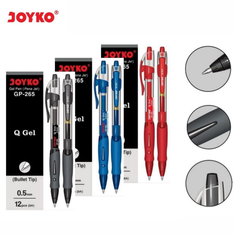 

1 LSN 12 PCS Gel Pen Pulpen Pena Joyko GP265 Q Gel 5 mm