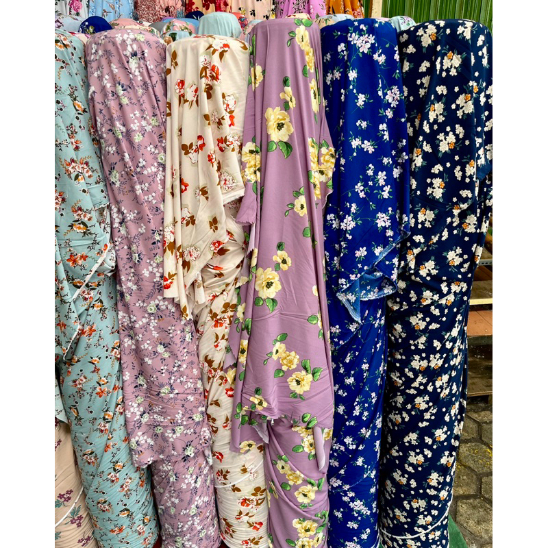 Kain Katun Silk Premium / Kain Motif Bunga / Bahan Gamis / Mukena /Kain Meteran