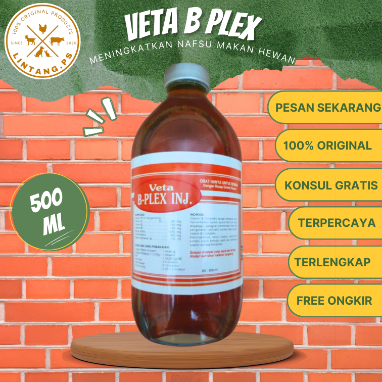 B Complek 500ml Grosir 12 Pcs - Obat Hewan Ternak Grosir - Obat Injeksi Hewan Ternak - B Complek Inj
