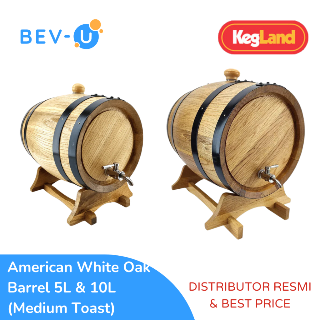 KegLand American White Oak barrel 5L & 10L (Medium Toast) Gentong Barrel Drum Kayu Tong Bir Wine Min