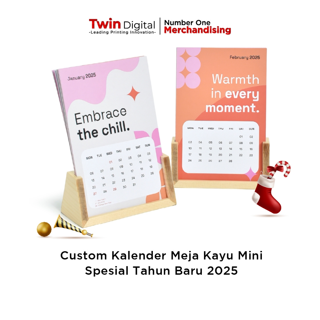 

Twindigital Kalender Kayu Mini Spesial Tahun Baru 2025 Souvenir & Dekorasi Meja Kerja Estetik - Custom Desain Kalender Kayu Mini