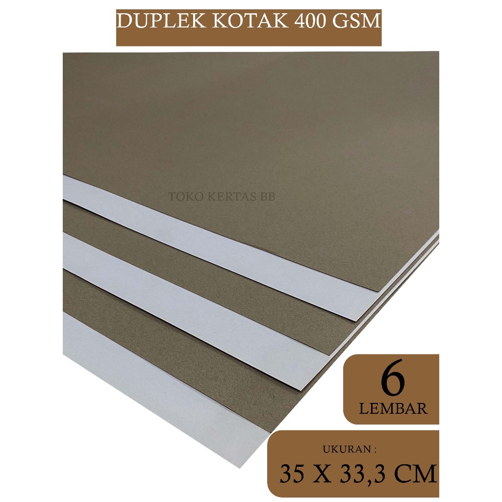 

DUPLEK CUOTED / DUPLEK KOTAK 400 GSM UKURAN ( 35 X 33,3 CM ) , 6 LEMBAR