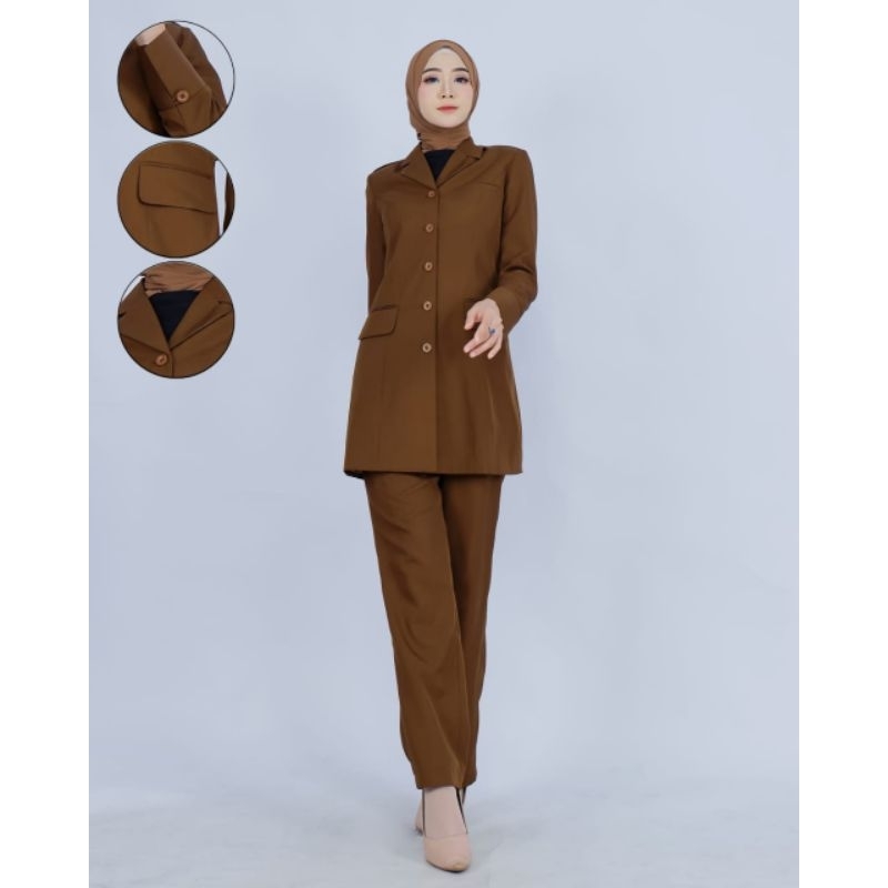 Pemda K3 coklat gelap  pdh wanita Pemda Aceh gelap celana baju kerja  Pemda PNS guru  coklat gelap
