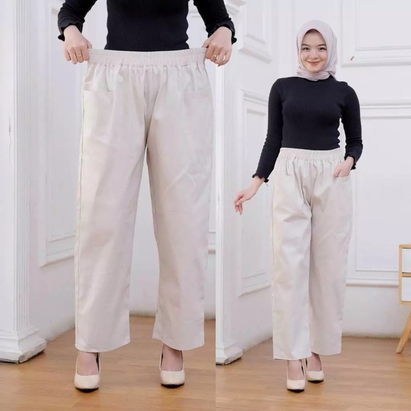 celana wanita jumbo//cullote jumbo//long pants jumbo/celana haruka jumbo bahan katun combed premium