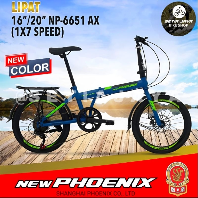 Sepeda Lipat 16 Inch PHOENIX NP-6651 AX Steel 7 Speed Folding Bike New