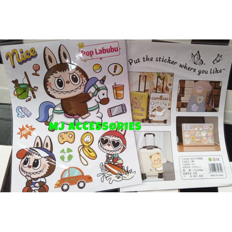 

(10pcs) Sticker Import Labubu / Tempelan Koper Lucu