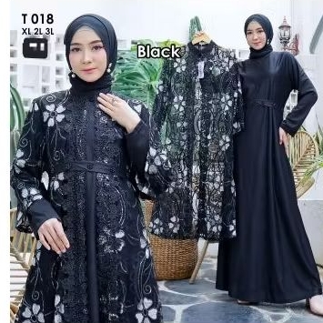 Gamis brokat black, import, gamis wanita