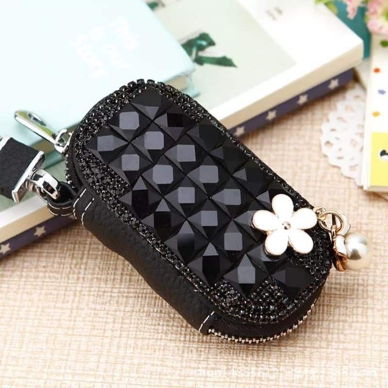 Dompet STNK bunga bandul mutiara bling bling | Dompet gantungan kunci mobil motor