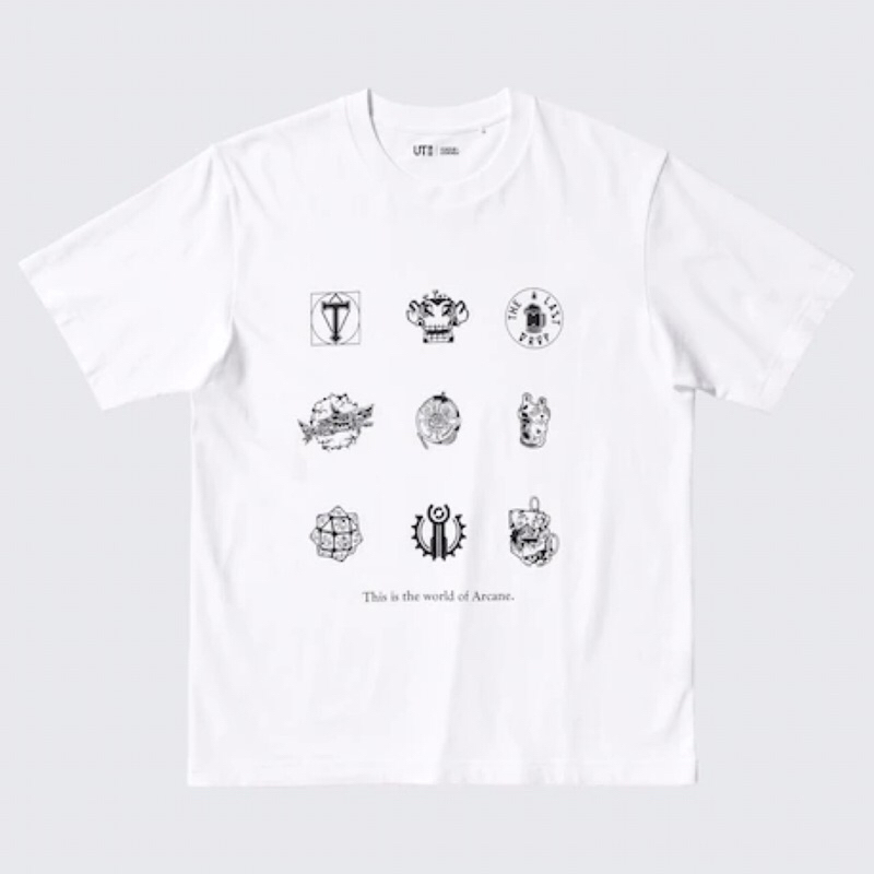 UNIQLO Men UT T-Shirt Kaos Pria Grafis League Of Legends Lengan Pendek White