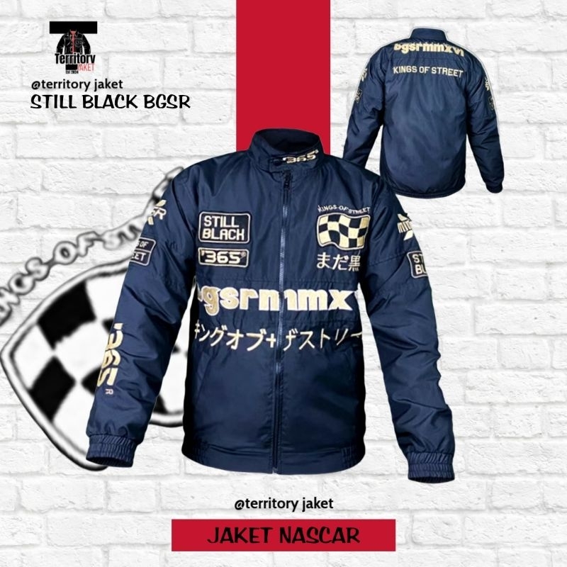 BGSR Jaket Nascar Full Bordir Black edition