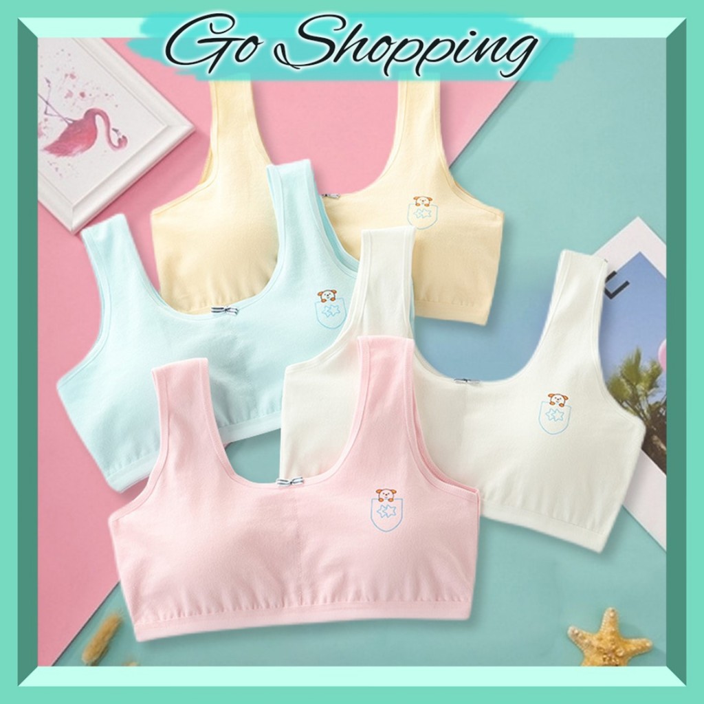 GOBR1942 Bra Bh Miniset Anak Wanita Pubertas Miniset Cewek Remaja Katun Pakaian Dalam
