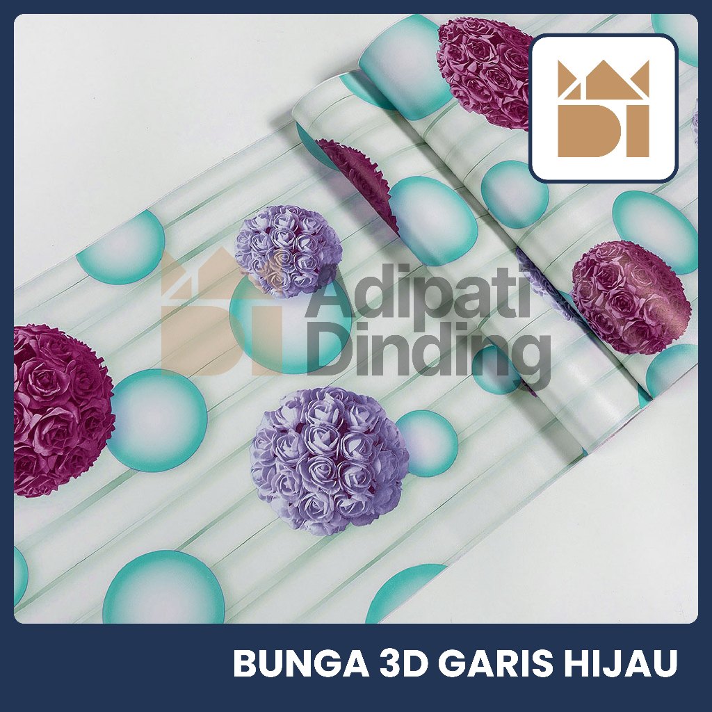 COD[BAYARDITEMPAT] TERMURAH Wallpaper Stiker Dinding Motif Bunga 3D Garis Hijau Size 45 CmX7,5-8,5 M