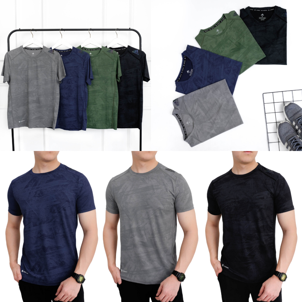 Kaos Olahraga Pria ADS Quick Dry Pria Lengan Pendek Kaos Dry Fit Olahraga Tennis Golf Logo Bahu