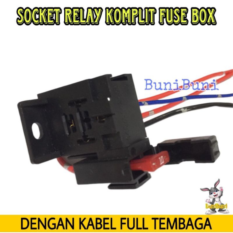 SOCKET RELAY 4 KABEL KOMPLIT SEKRING - Rumah / Soket Relay Gandeng Kaki 4 Komplit Fuse Box Dengan Ka