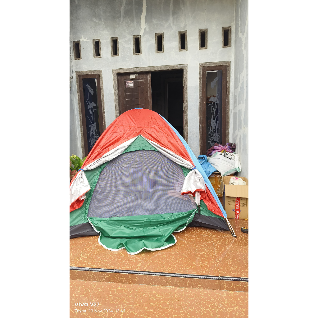 Tenda dome camping double layer / Tenda camping double layer kapasitas 4 orang / Tenda hiking / Tend