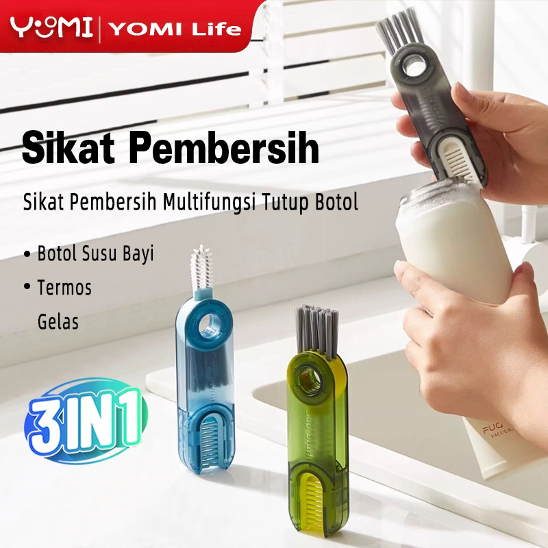 Sikat Pembersih Botol 3 in 1 Multifungsi Cleaning Bottle Brush 360°/Sikat Botol Susu Bayi/Cetakan Es