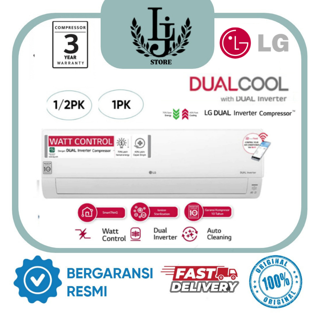 AC LG Inverter T05EV5 / T09EV5 1/2PK / 1 PK AC LG Inverter Dual Cool Watt Control