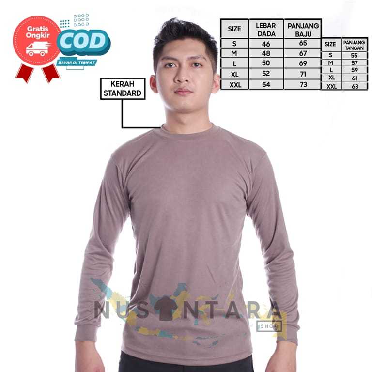 Kaos Security Satpam Polisi Polos Tangan Panjang Kerah Pendek Kerah Panjang  Warna Coklat