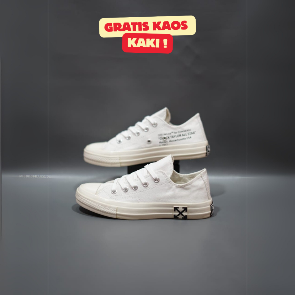 SEPATU CONVERSE 70S LOW X OFWHITE PUTIH SOL GLOSSY GRADE ORIGINAL 37-43