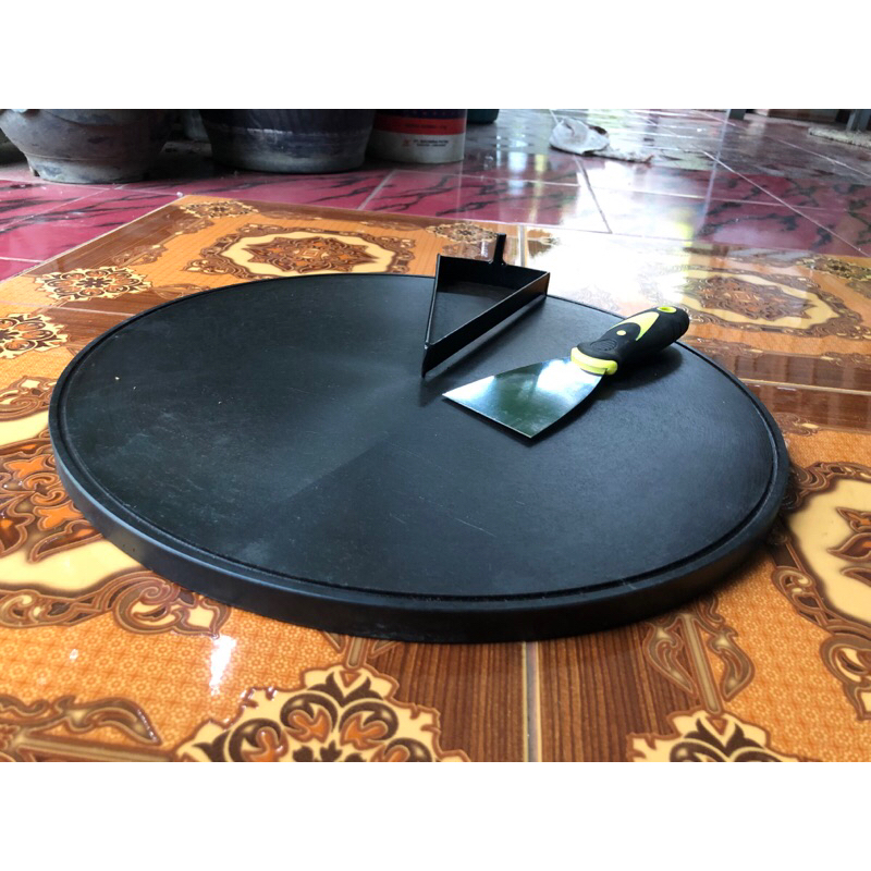 Loyang crepes semiotomatis ukuran 32 cm baja hitam/baja jerman
