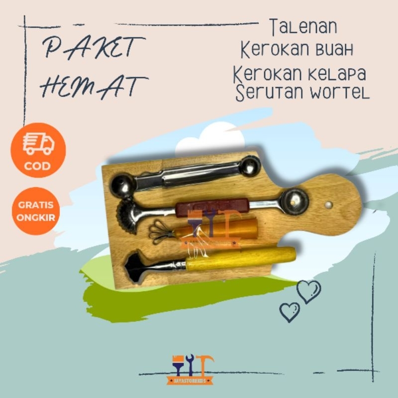 Paket Hemat Set Talenan Serutan Wortel / Kerokan Kelapa / Serutan Buah / Serut Buah / Kerok Buah