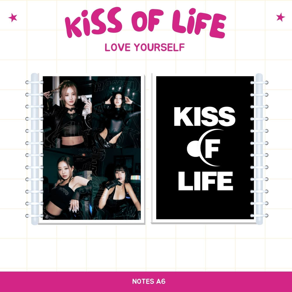 

A6 NOTES KISS OF LIFE LOVE YOURSELF (ISI 40 HVS + COVER LAMINASI 2 SISI) BUKU NOTE NOTEBOOK TANDA TANGAN TTD KPOP IDOL KOREA PREMIUM MURAH UNOFFICIAL NATTY BELLE JULIE HANEUL READY STOCK !