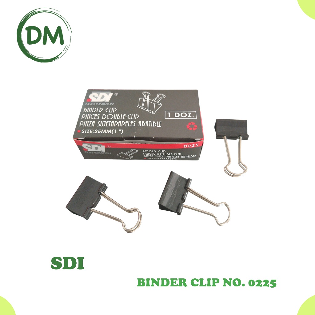 

DM- Binder Clip SDI No 0225 1inch (2,5cm) Metal Klip Penjepit Kertas 1 Pack isi 12 buah.