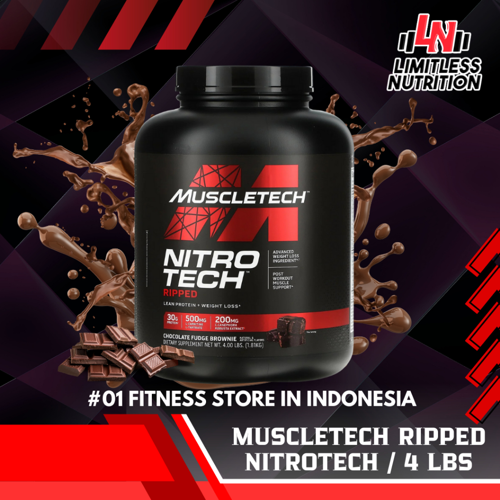 

MUSCLETECH NITROTECH RIPPED 4LBS Whey Protein With Weight Loss Formula 4 LBS