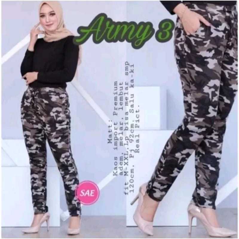 celana senam jogger army / celana senam panjang wanita abu abu