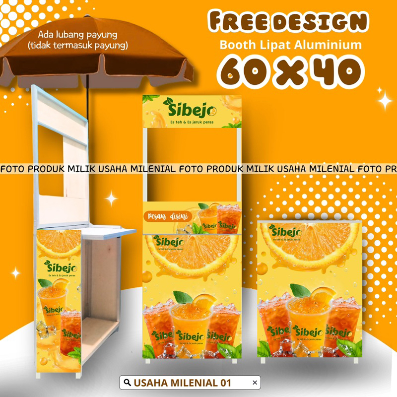 BOOTH LIPAT 60X40, MEJA LIPAT, BOOTH PORTABLE, GEROBAK MAKANAN, GEROBAK MINUMAN