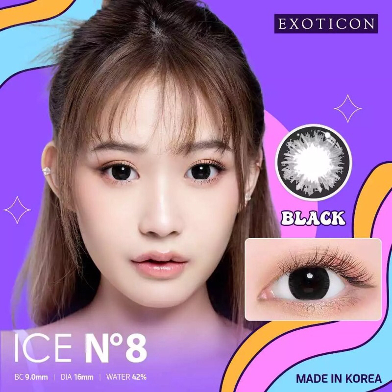 [BISA COD] SOFTLENS X2 ICE N8 NO8 BLACK 16mm NORMAL & MINUS (-0.50 S/D -10.00) - Lensa Kontak Lensa 