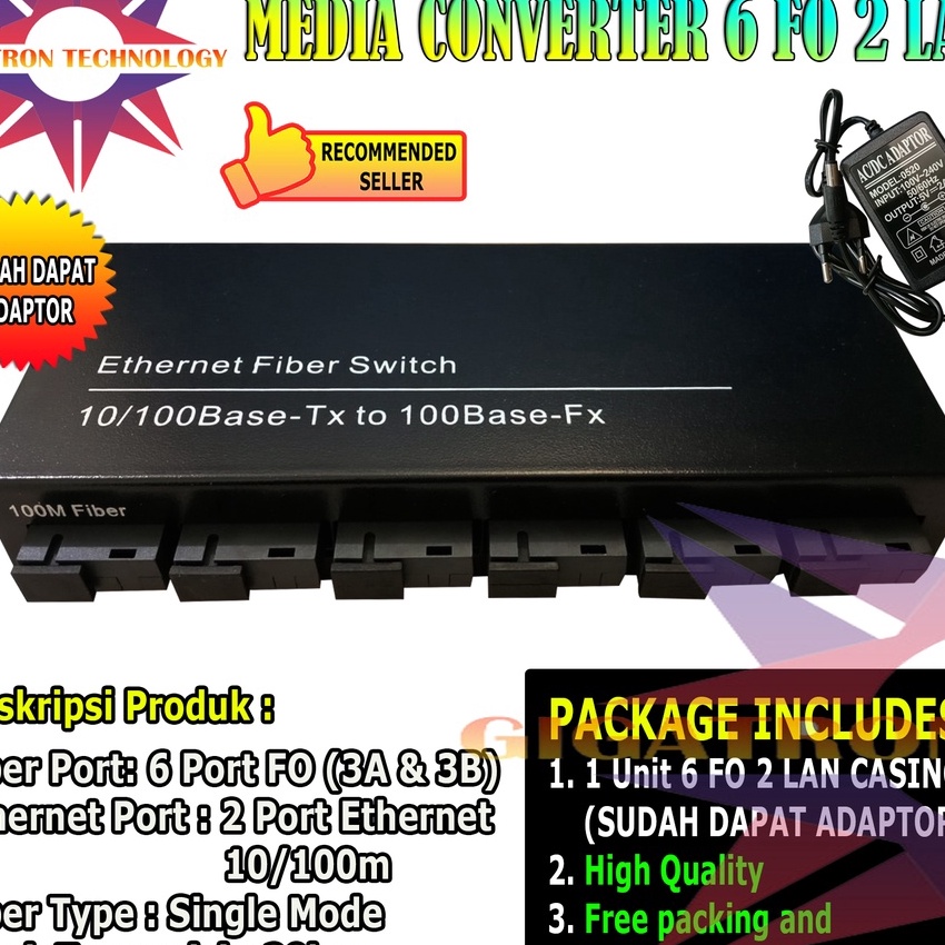 Istimewa Media Converter Fiber Optic 6 Port FO 2 Port LAN 11 Full Body  Switch Fiber Optik 6 FO 2 LA