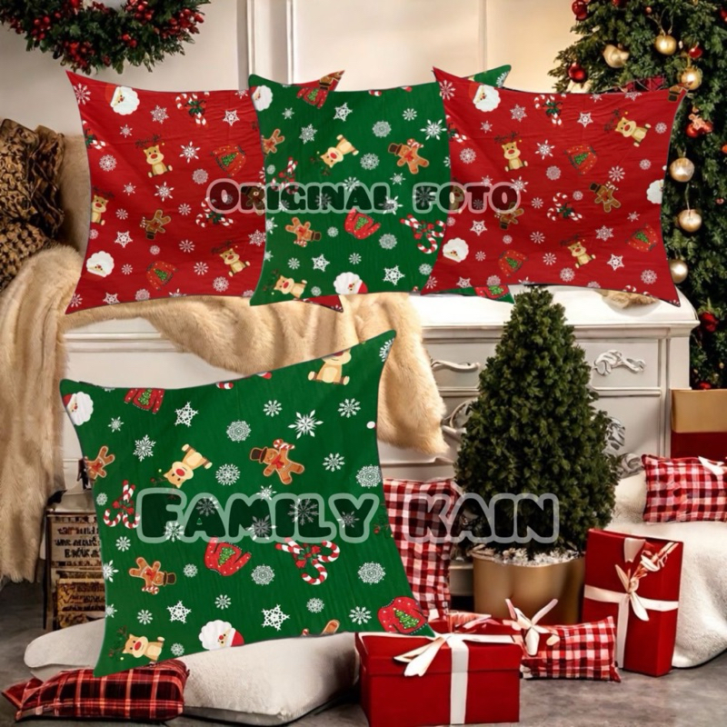 SARUNG BANTAL SOFA NATAL / HADIAH NATAL / 40X40 50X50 60X60