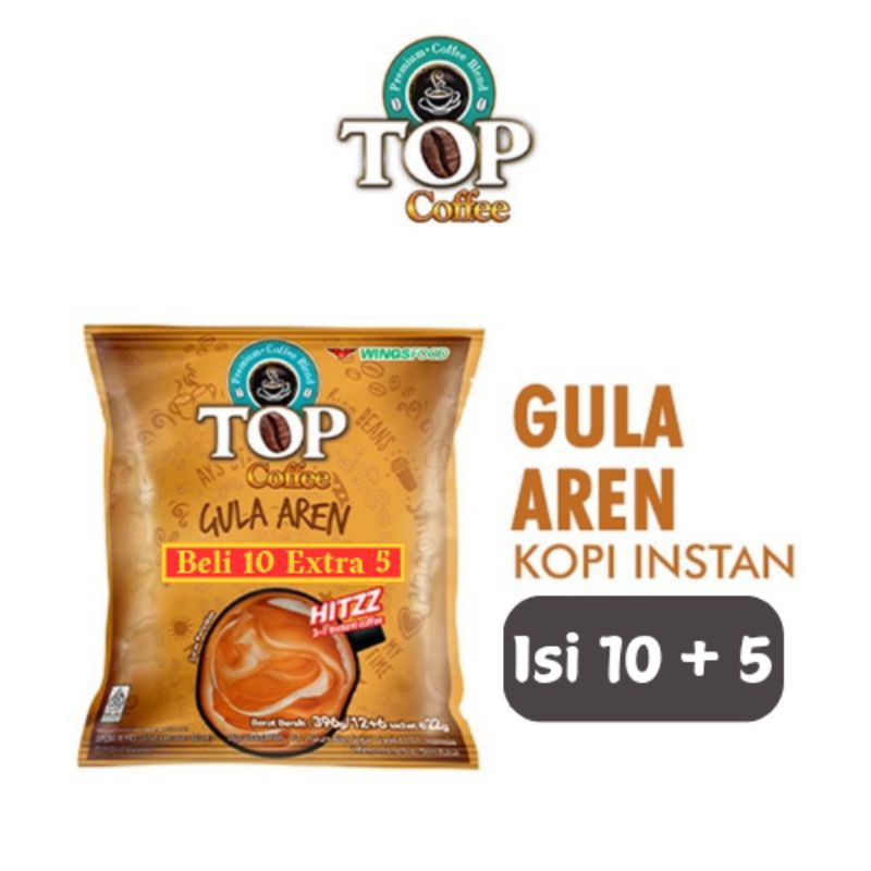 

TOP kopi GULA AREN isi 15 Sachet Top Coffee 3in1 Kopi Bubuk+Susu+GulaAren