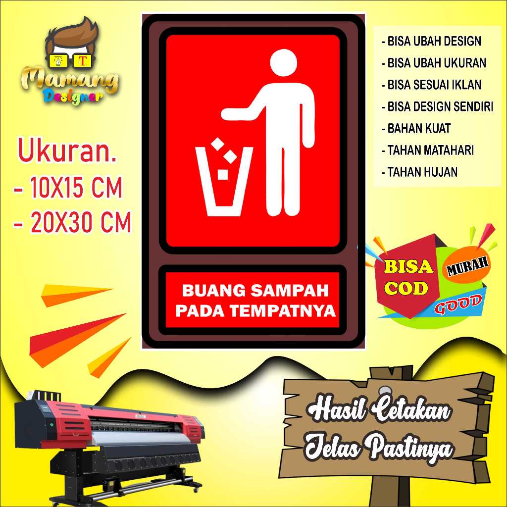 

Cetak Sticker Untuk Kebersihan Buang Sampah Merah
