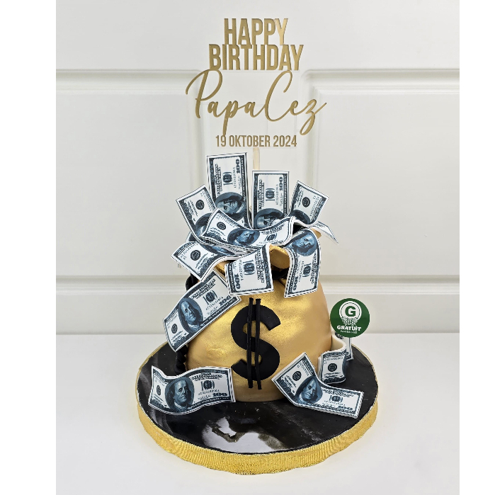 

CAKE TEMA KANTONG DOLLAR EDIBLE / CAKE ULANG TAHUN