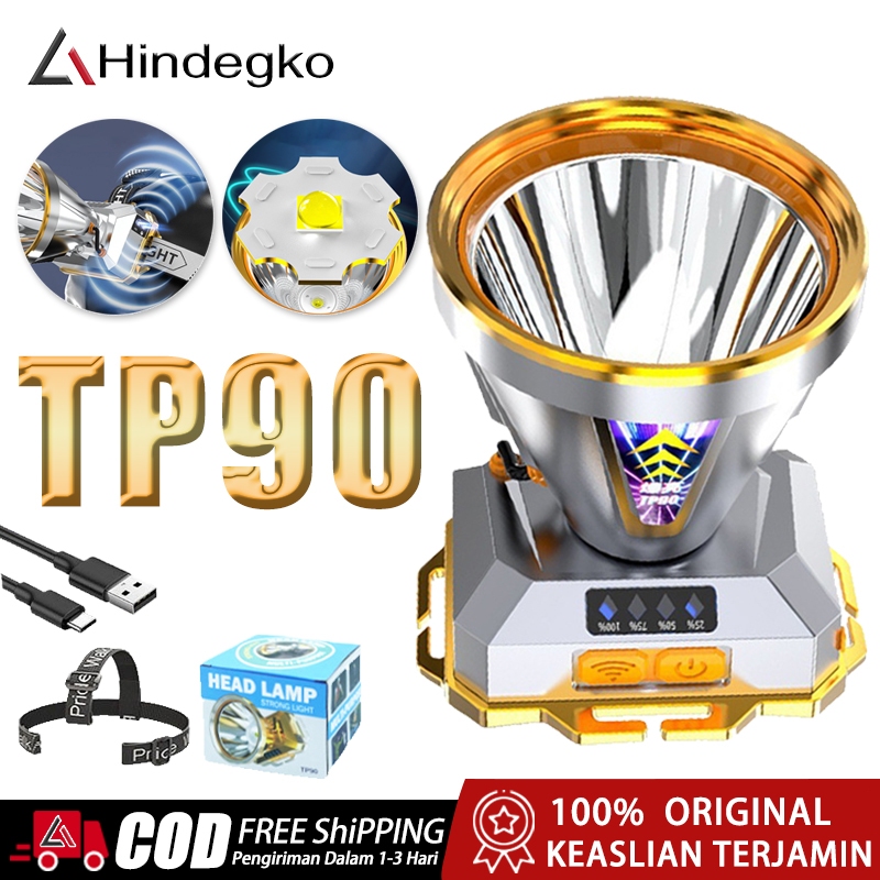 Hindegko TP90 Headlamp senter led super terang tahan lama Kepala LED Lampu Depan Luar Ruangan Senter