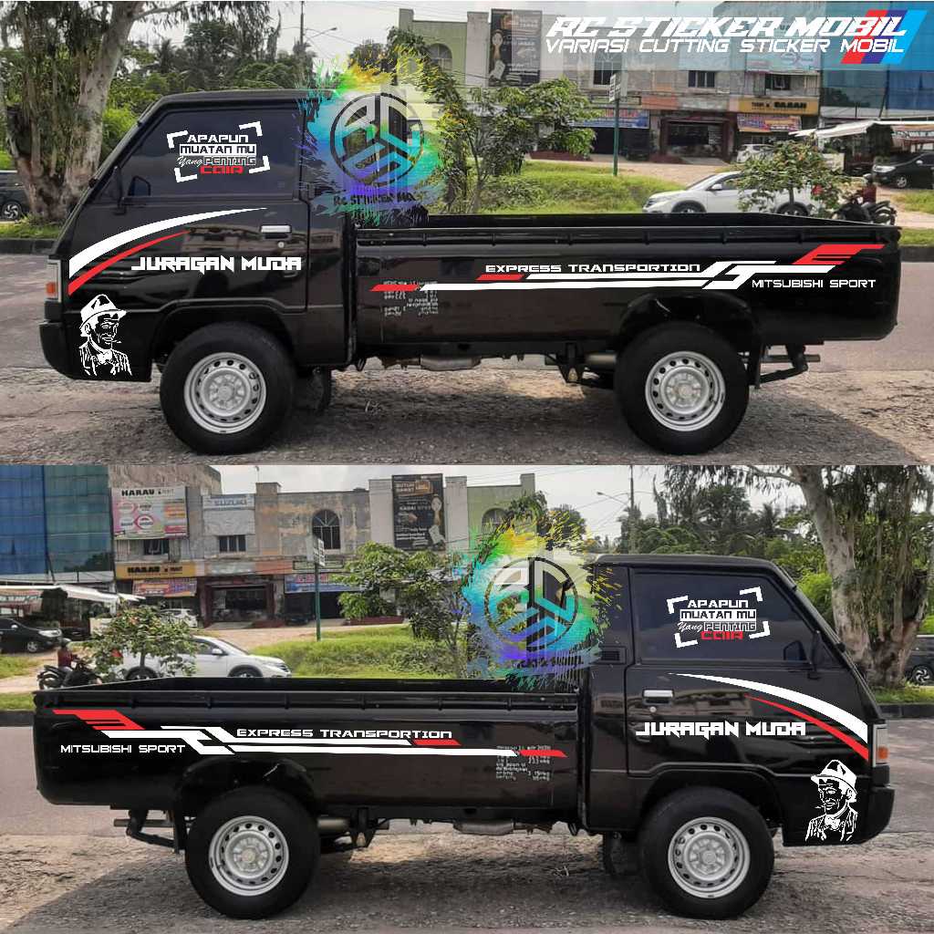 Stiker pick mitsubishi up l300 cutting stiker body mobil l300 stiker striping body all mobil pick up