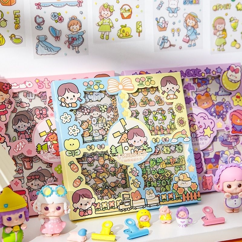 

stiker lucu anak mini, stiker bening PVC, stiker dekorasi Tumblr, binder