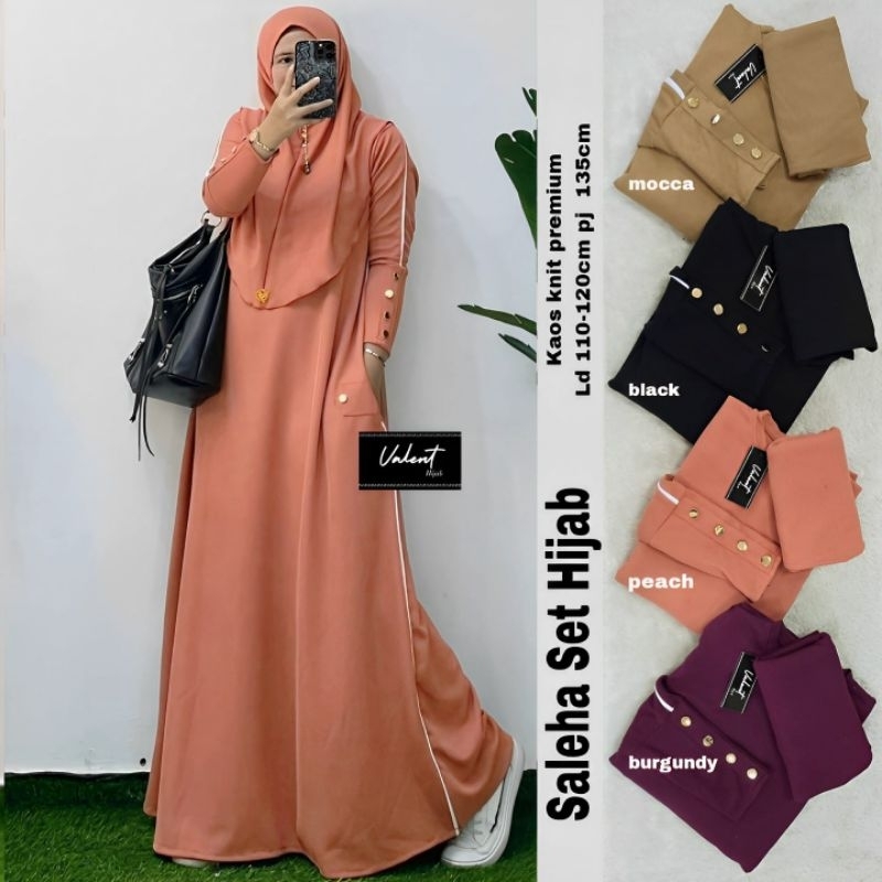 (Restock) Saleha set hijab/ Zoya syar'i // gamis polos import+khimar