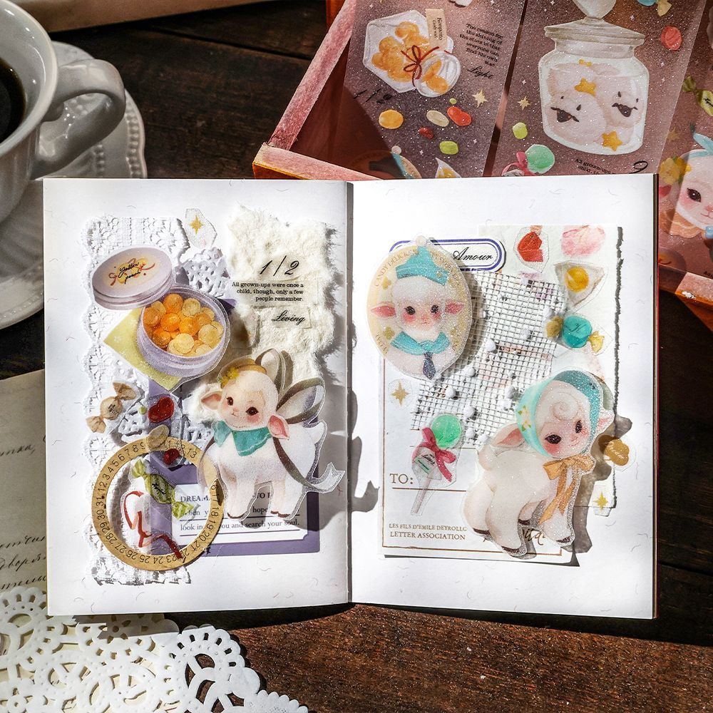 

INFEEL.mePET FLASH SAND THREE-PIECE LONG TAPE 3 SHEETS FOREST FAIR TALE CUTE ANIMAL ILLUSTRATION STICKERS STICKER HANDBOOK DECORATION STICKER DEKORASI BUKU DIY JOURNALING