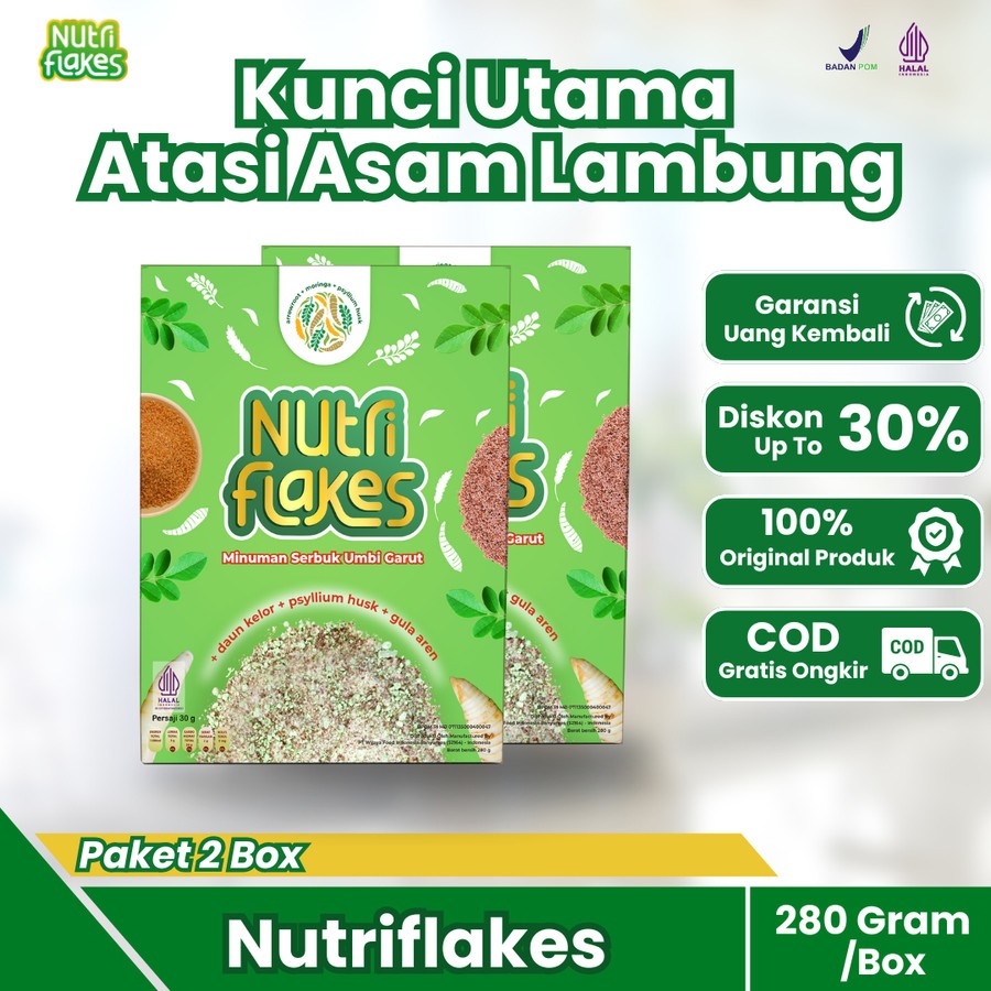 

Nutriflakes Sereal Umbi Garut Asam Lambung 2 Box